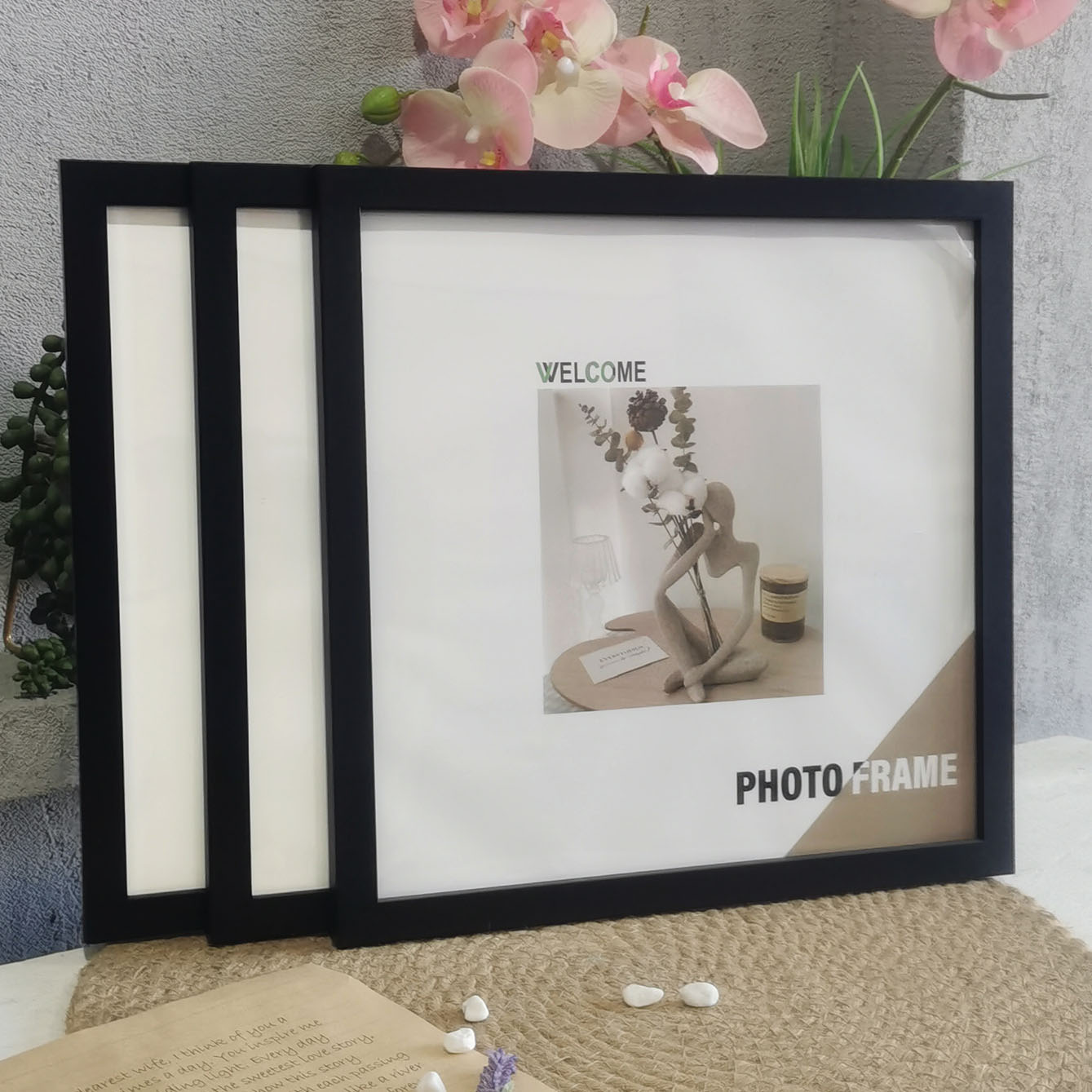 3Pcs Wood Square Photo Frames  - огляд і ціна Engraved Wood Frame