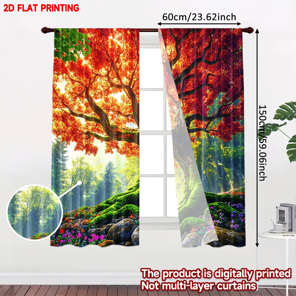 2D flat printing 2pcs Curtain  - огляд і ціна Family Tree Print